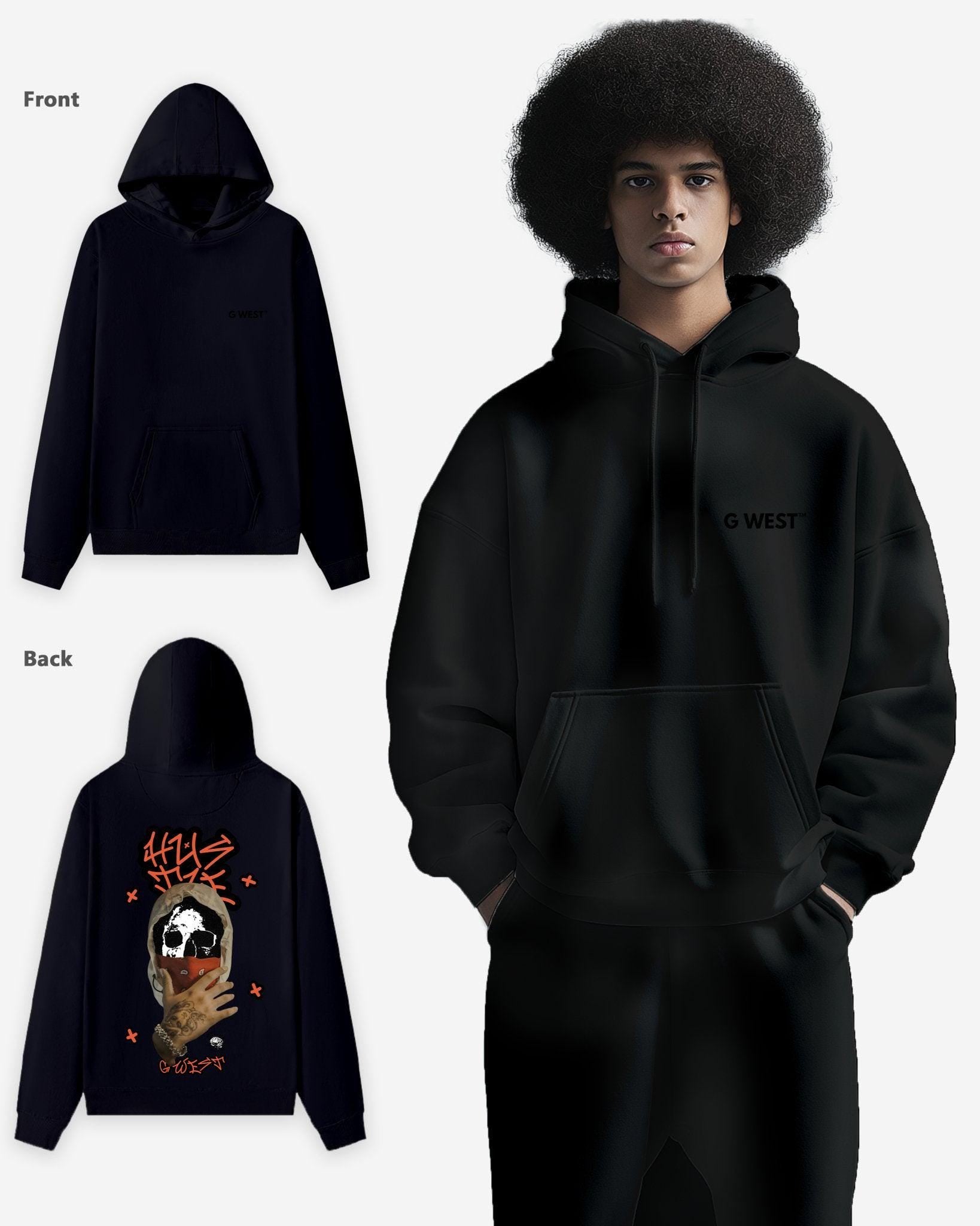 G WEST HOODED HUSTLE HEAVY PREMIUM OVERSIZE HOODIE - G West