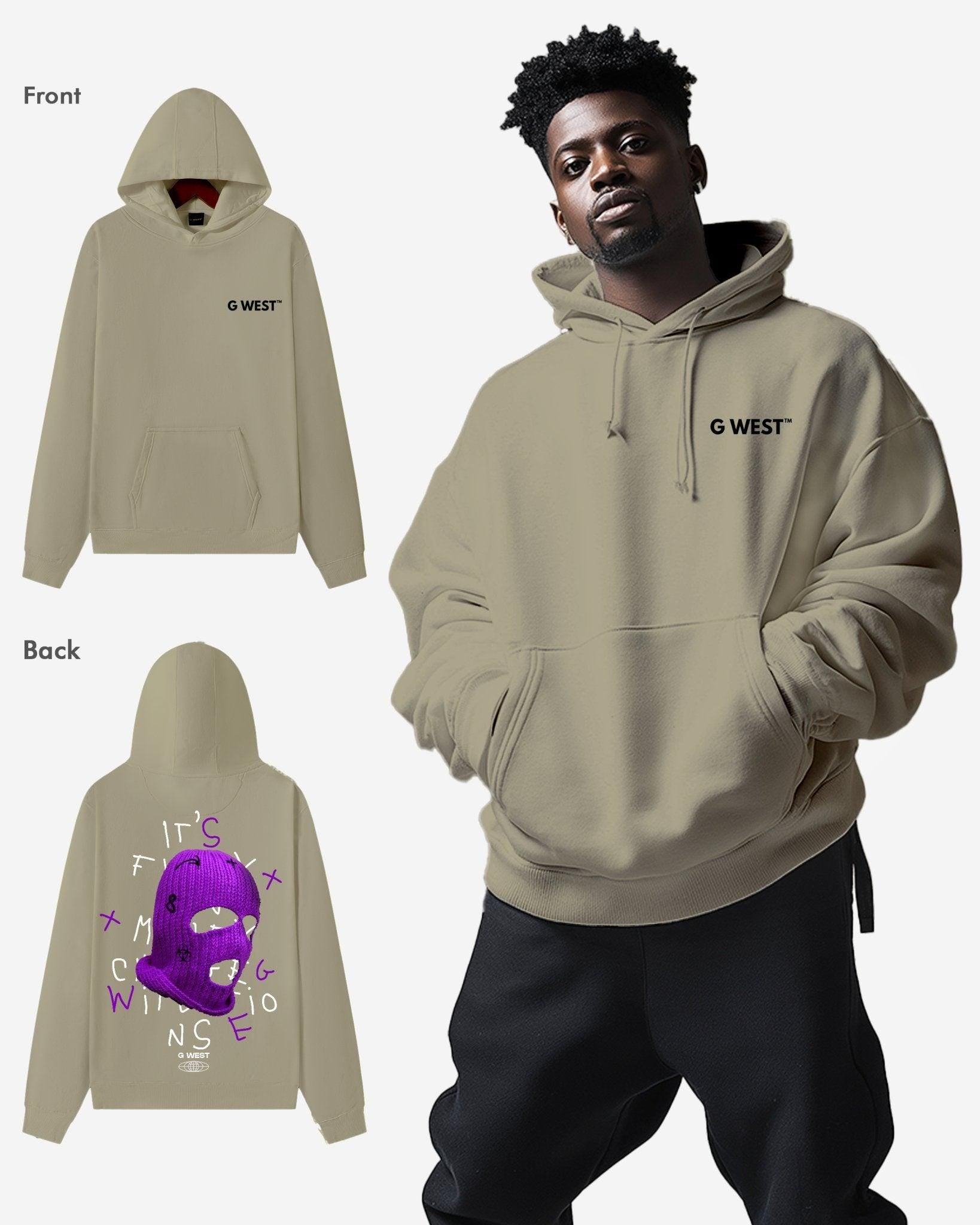 G WEST PURPLE SKI MASK HEAVY PREMIUM OVERSIZED HOODIE - G West