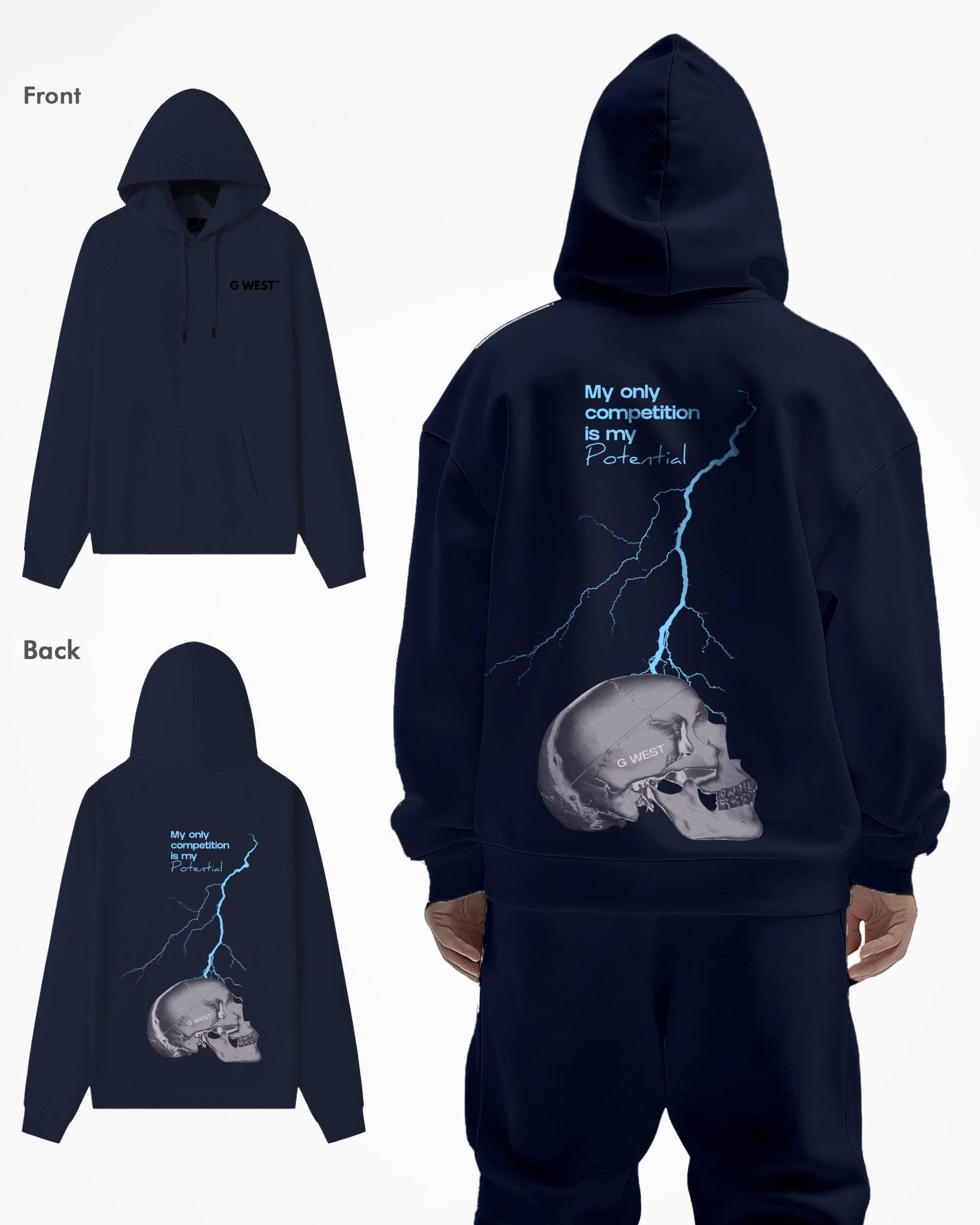 G WEST LIGHTING SKULL HEAVY PREMIUM OVERSIZE HOODIE - G West