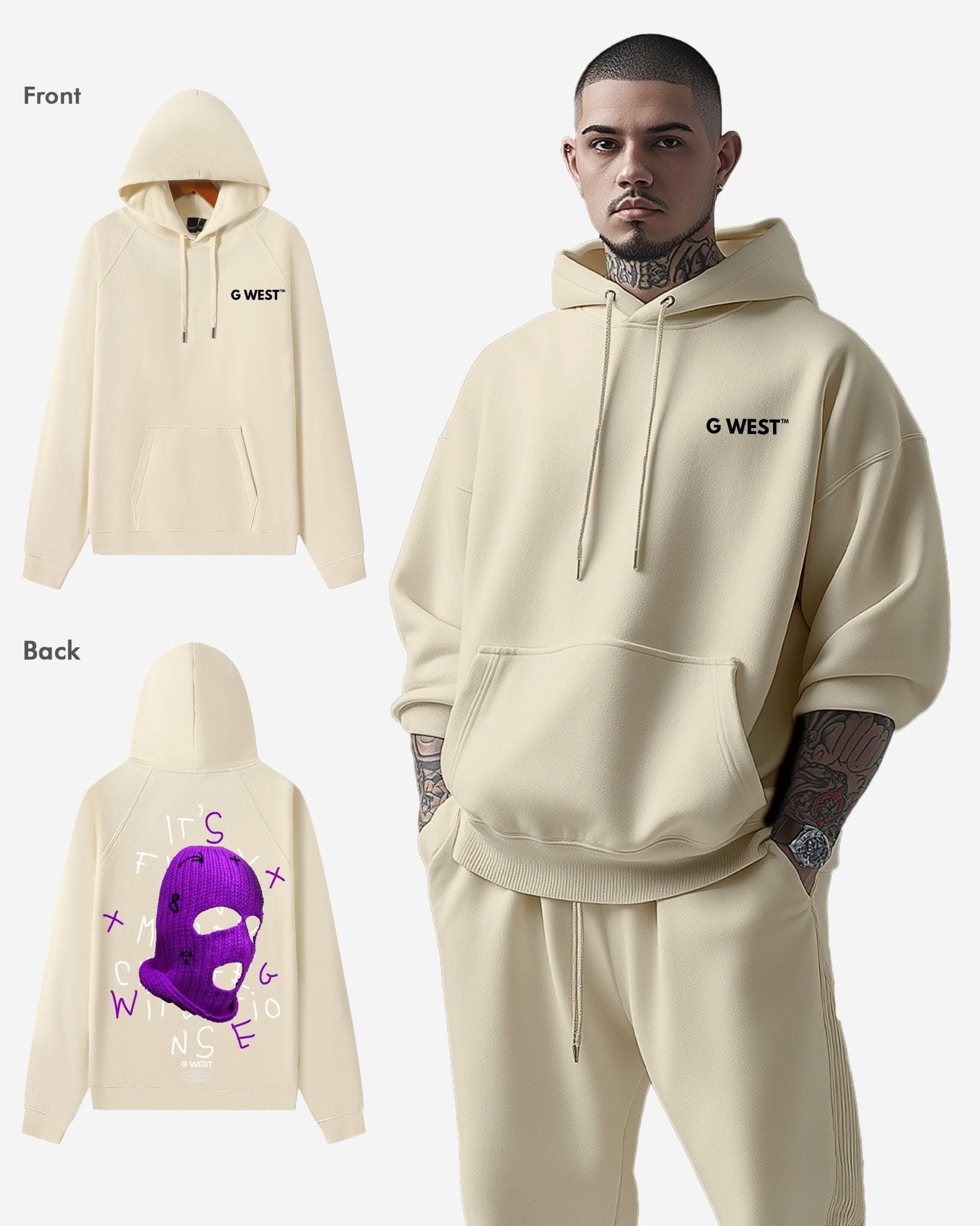 G WEST PURPLE SKI MASK HEAVY PREMIUM OVERSIZED HOODIE - G West