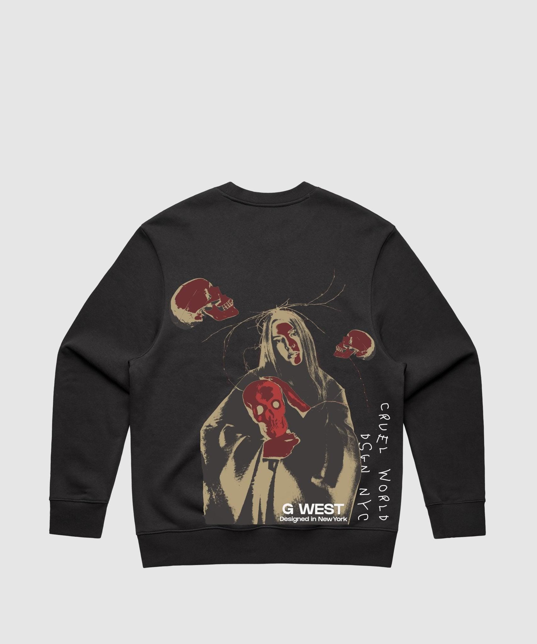 G WEST RED SKULL HEAVY PREMIUM CREWNECK - 6 COLORS - G West