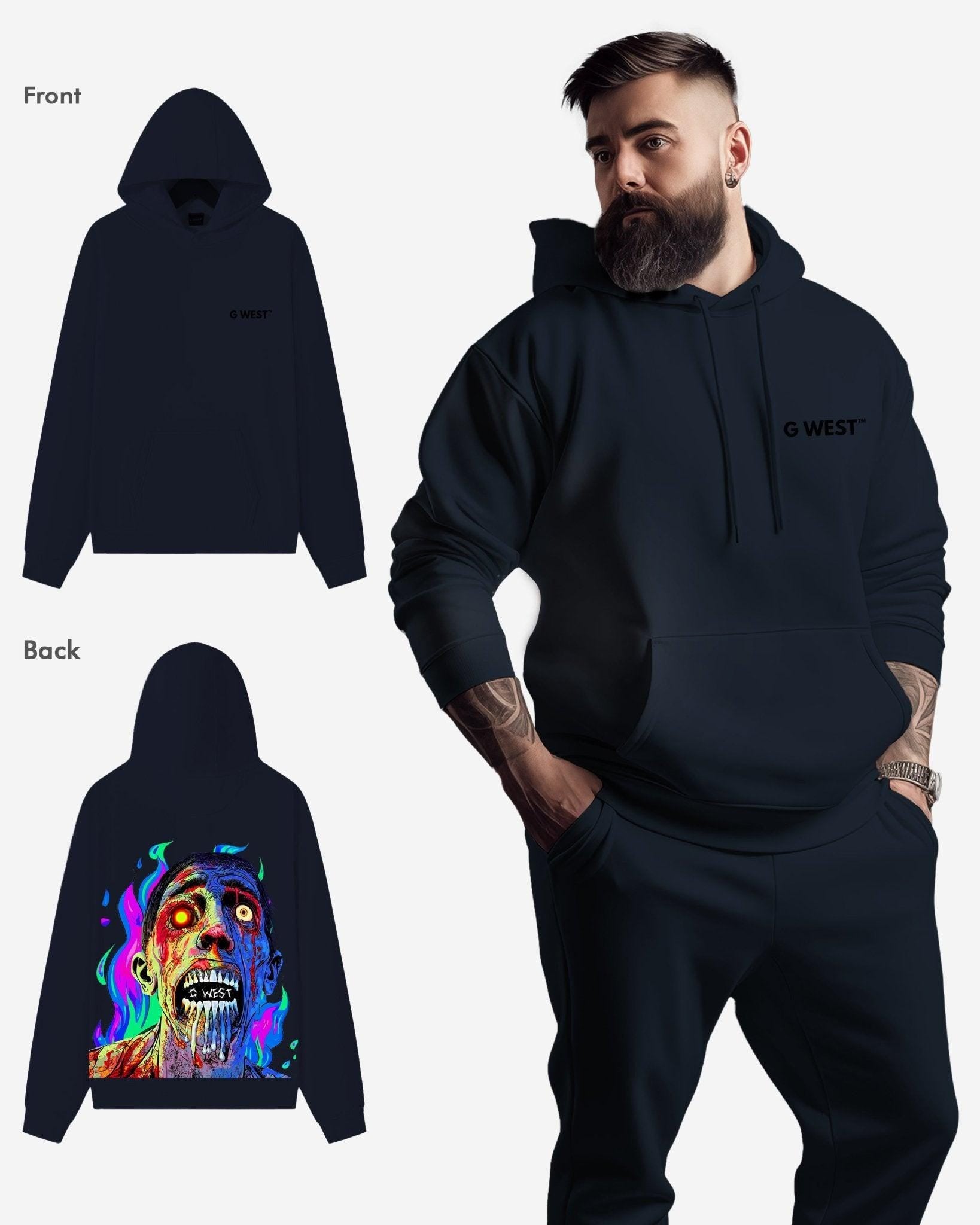 G WEST FLAMING ZOMBIE HEAVY PREMIUM HOODIE - 6 COLORS - G West