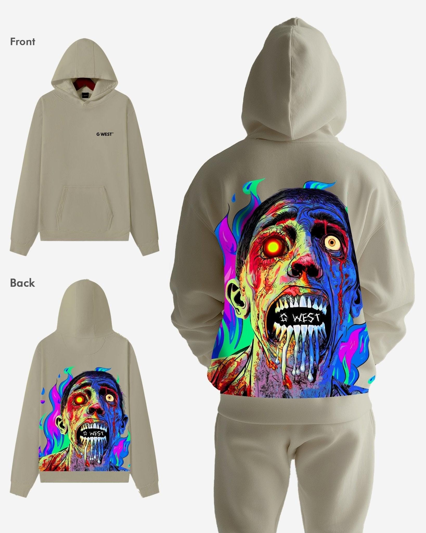 G WEST FLAMING ZOMBIE HEAVY PREMIUM HOODIE - 6 COLORS - G West