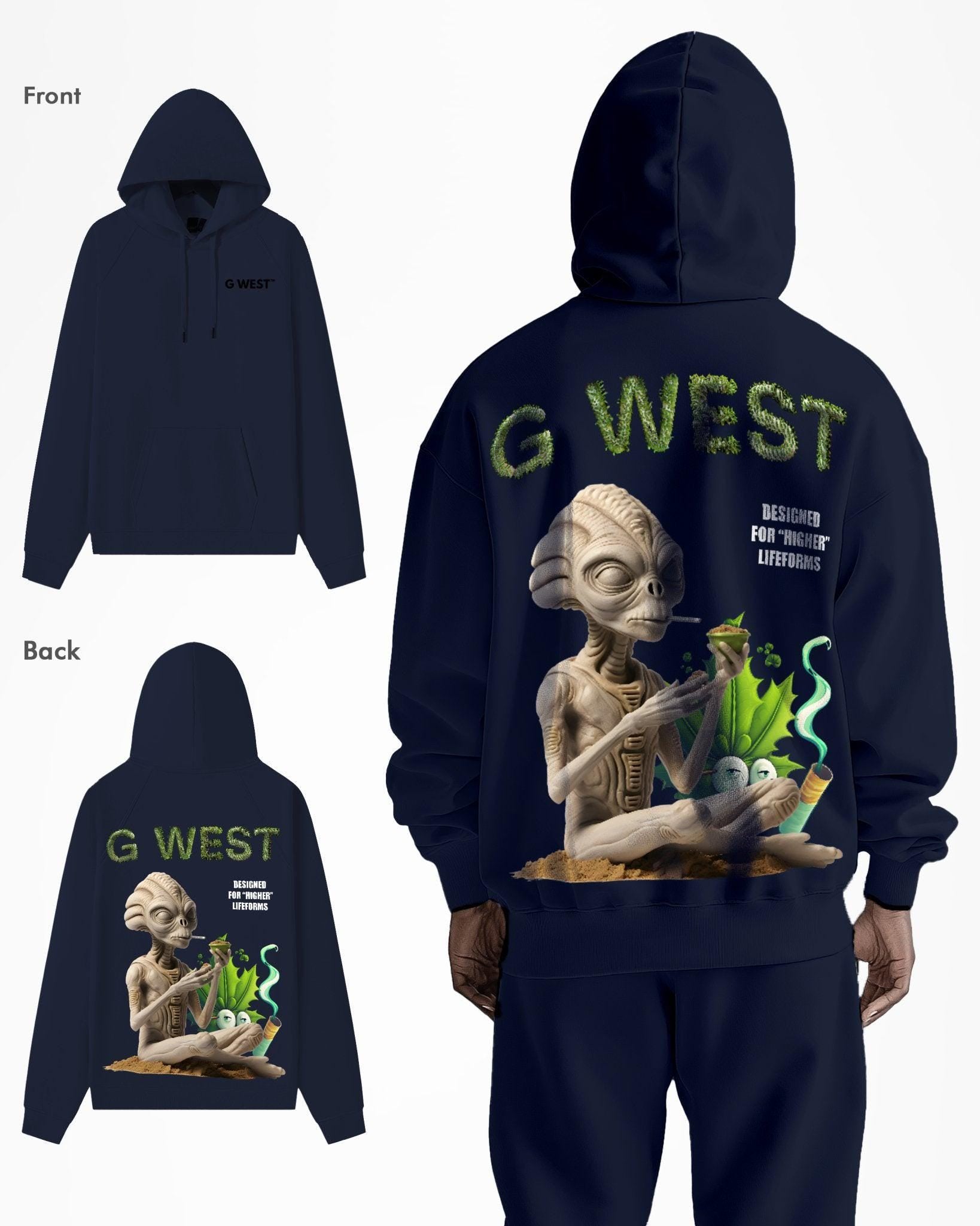 G WEST HIGHER LIFEFORM HEAVY PREMIUM OVERSIZED HOODIE - 6 COLORS - G West