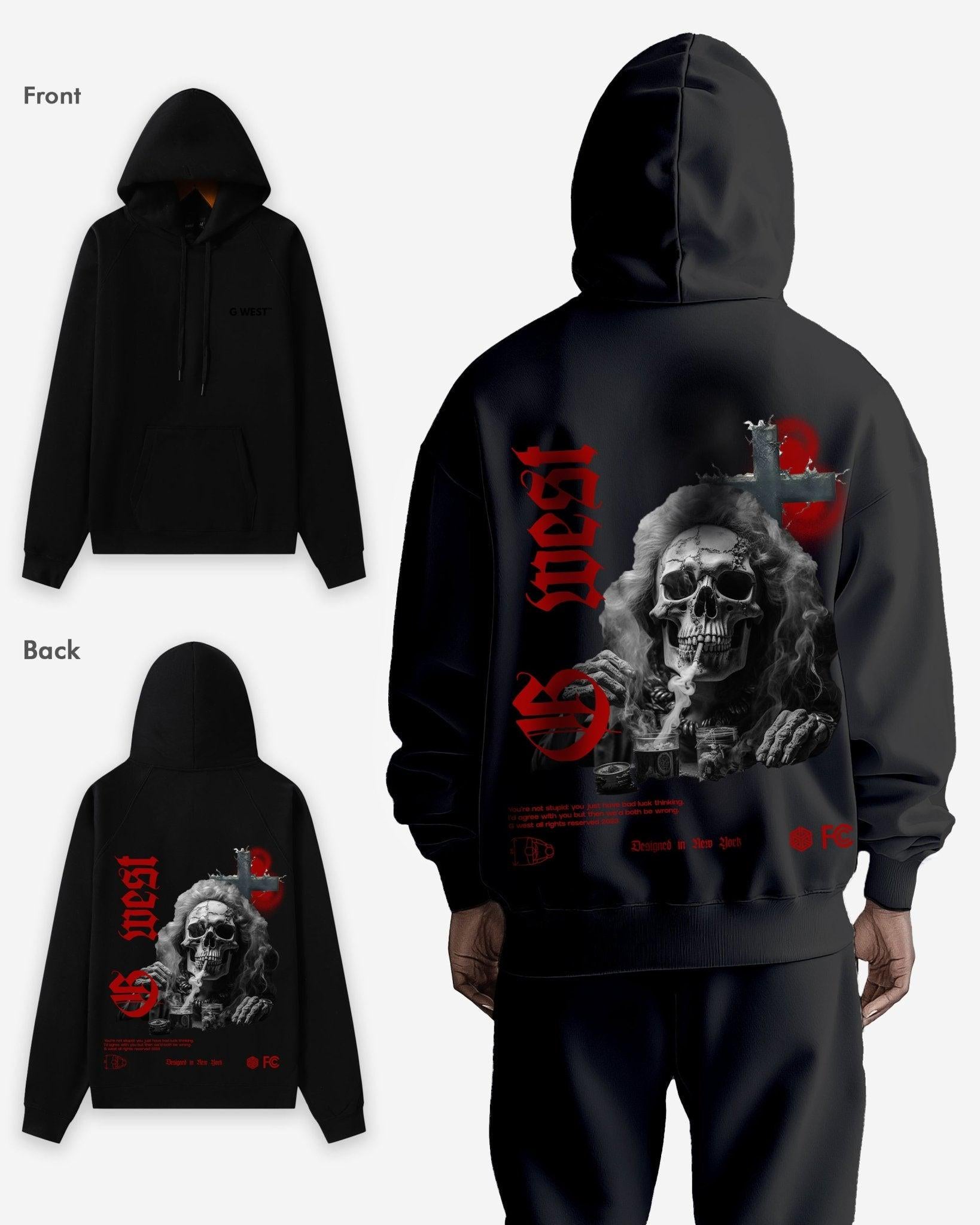 G WEST SMOKE SKULL HOODIE MENS STYLE : GWHLHD9017 - 4 COLORS - G West