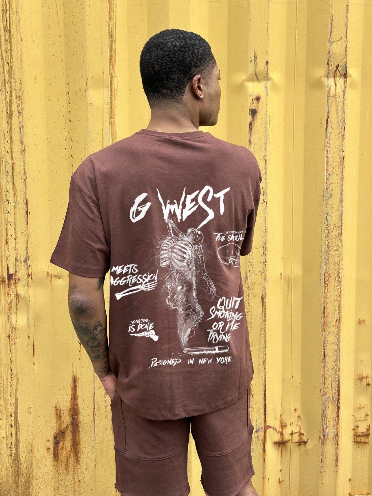 G WEST OVERSIZED SMOKE SKELETON TEE - G West