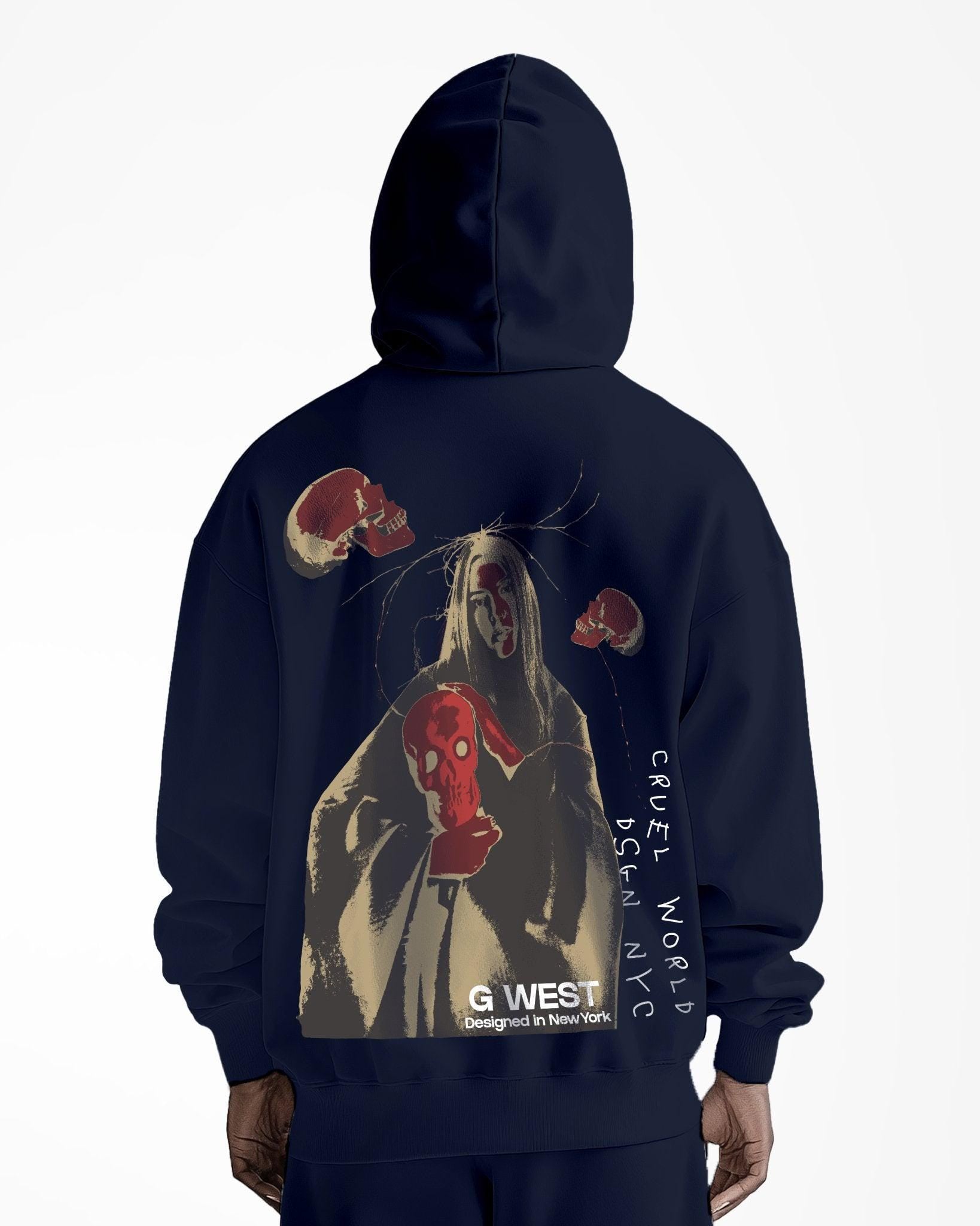 G WEST RED SKULL HEAVY PREMIUM OVERSIZED HOODIE - G West