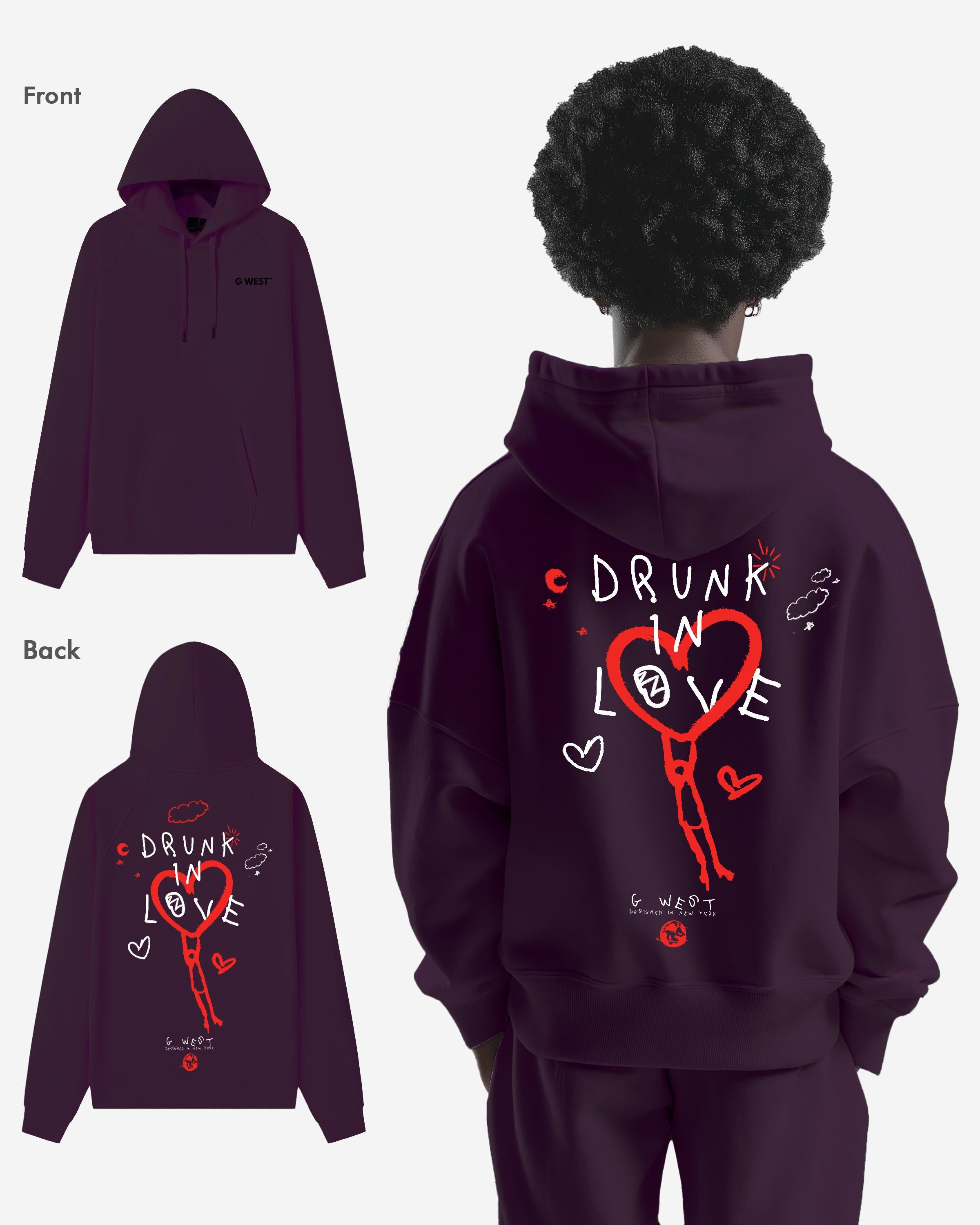 G WEST DRUNK IN LOVE HEAVY PREMIUM OVERSIZED HOODIE - G West