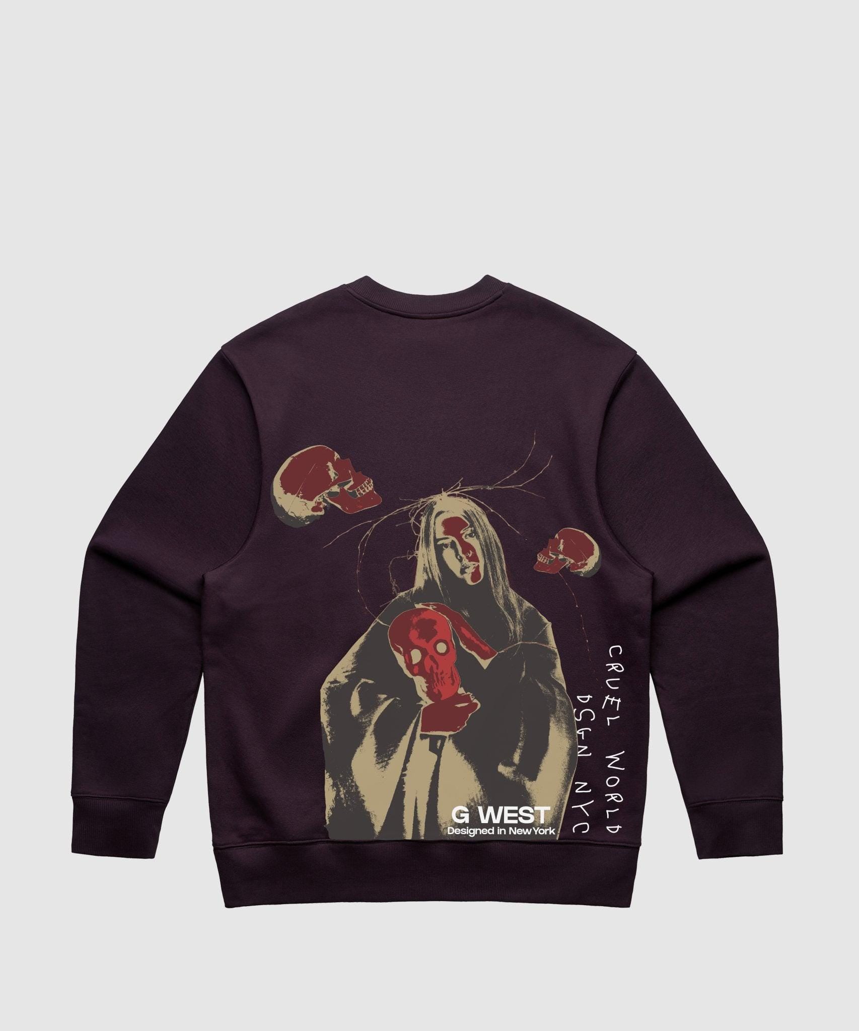 G WEST RED SKULL HEAVY PREMIUM CREWNECK - 6 COLORS - G West