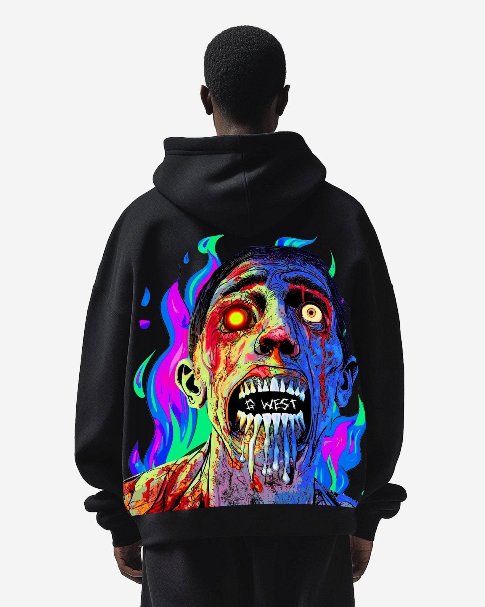 G WEST FLAMING ZOMBIE HEAVY PREMIUM HOODIE - 6 COLORS - G West