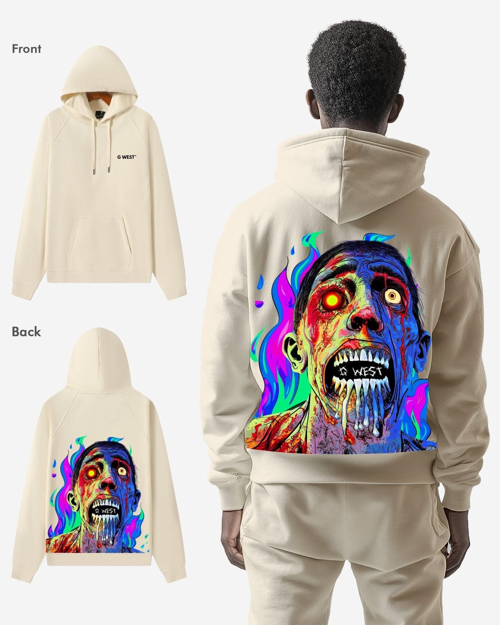 G WEST FLAMING ZOMBIE HEAVY PREMIUM HOODIE - 6 COLORS - G West