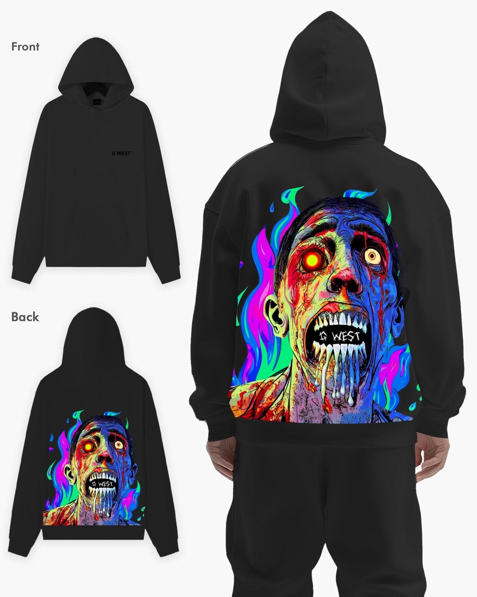 G WEST FLAMING ZOMBIE HEAVY PREMIUM HOODIE - 6 COLORS - G West