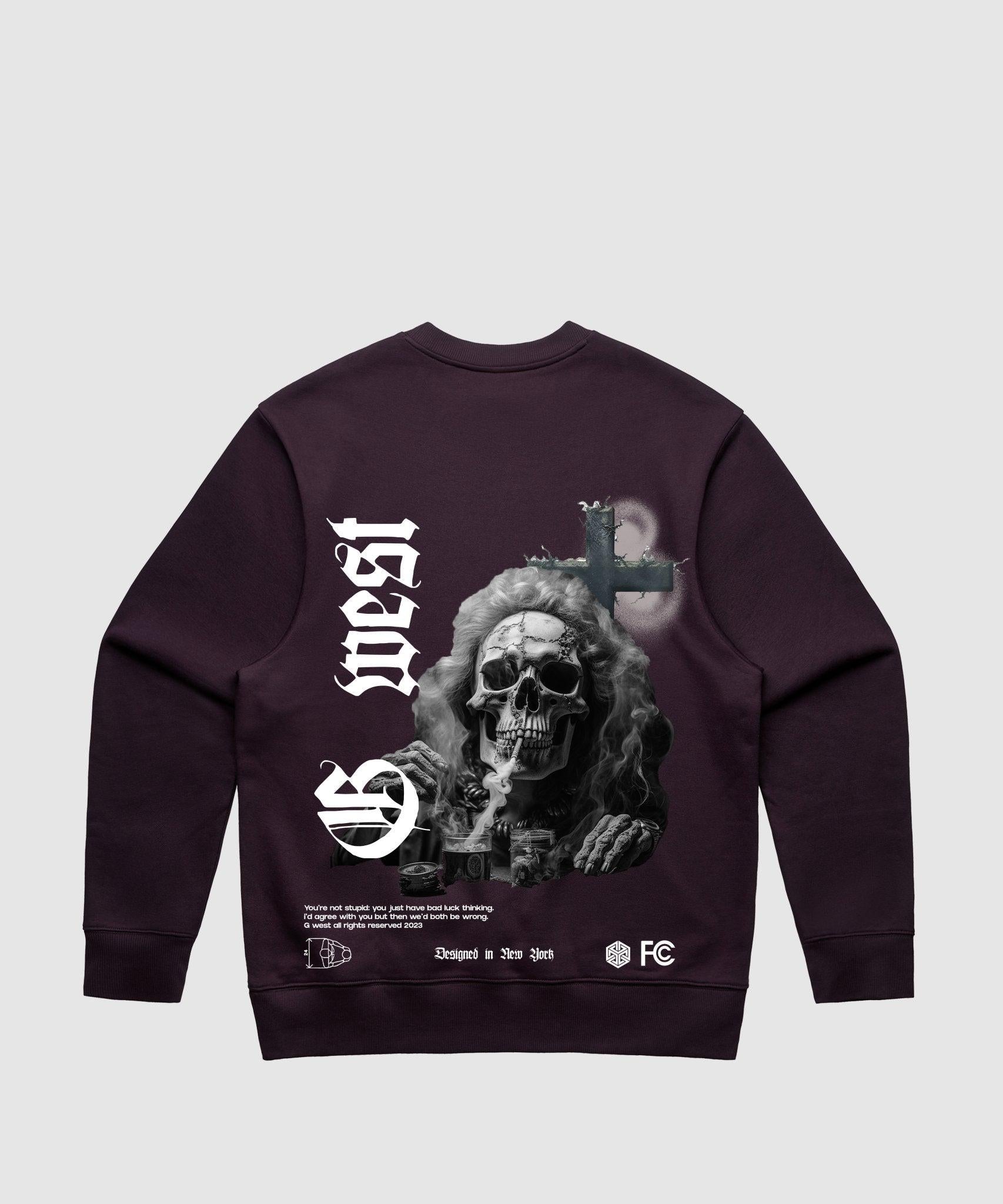 G WEST SMOKE SKULL HEAVY PREMIUM CREWNECK - 6 COLORS - G West