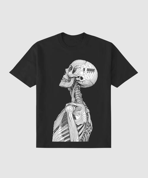 Regular Fit Barcode Skeleton Front Graphic T Shirt : Gwpbast5053 - 3 Colors - G West